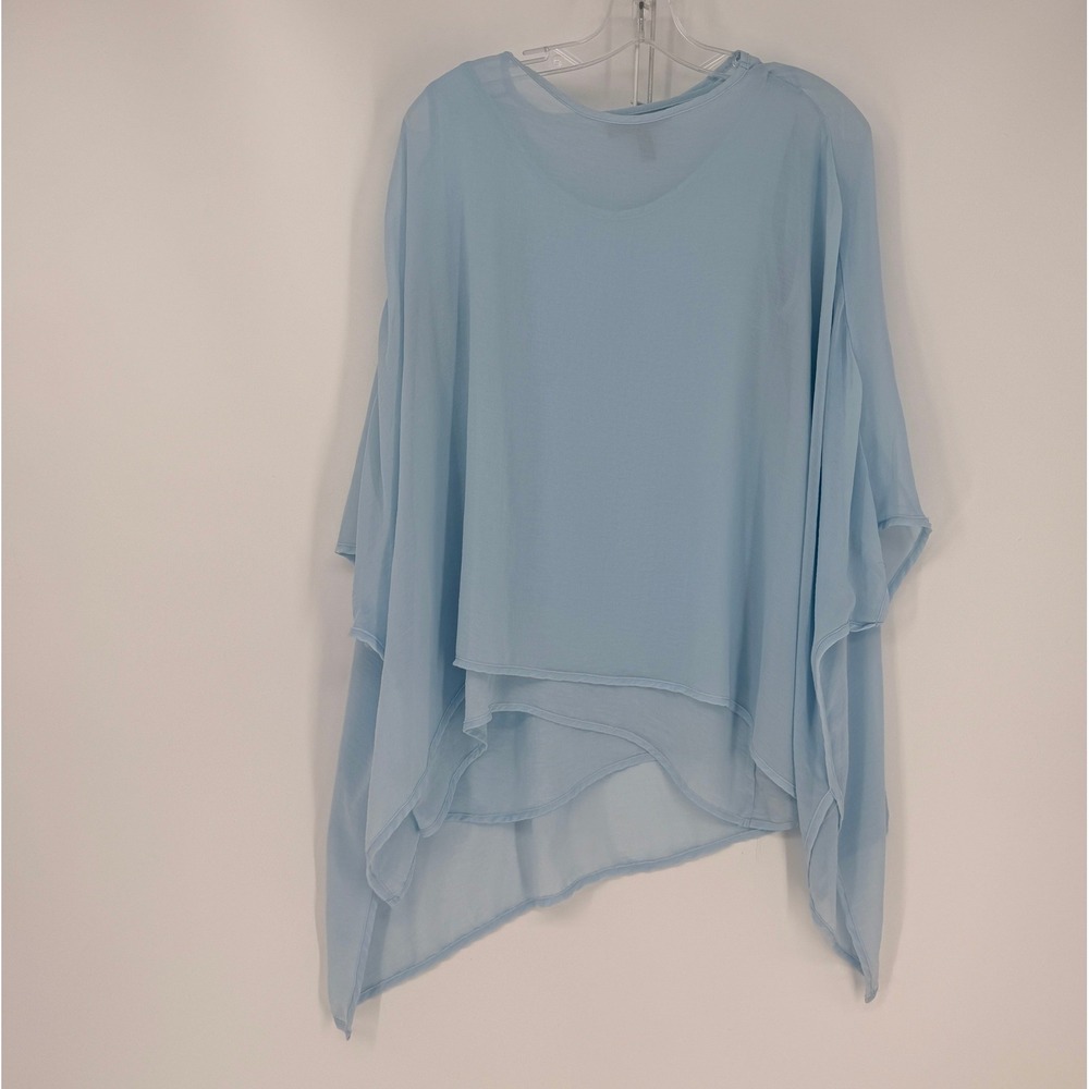 Saks Fifth Avenue Blouse Womens Small Blue Layered Chiffon Asymmetrical Top